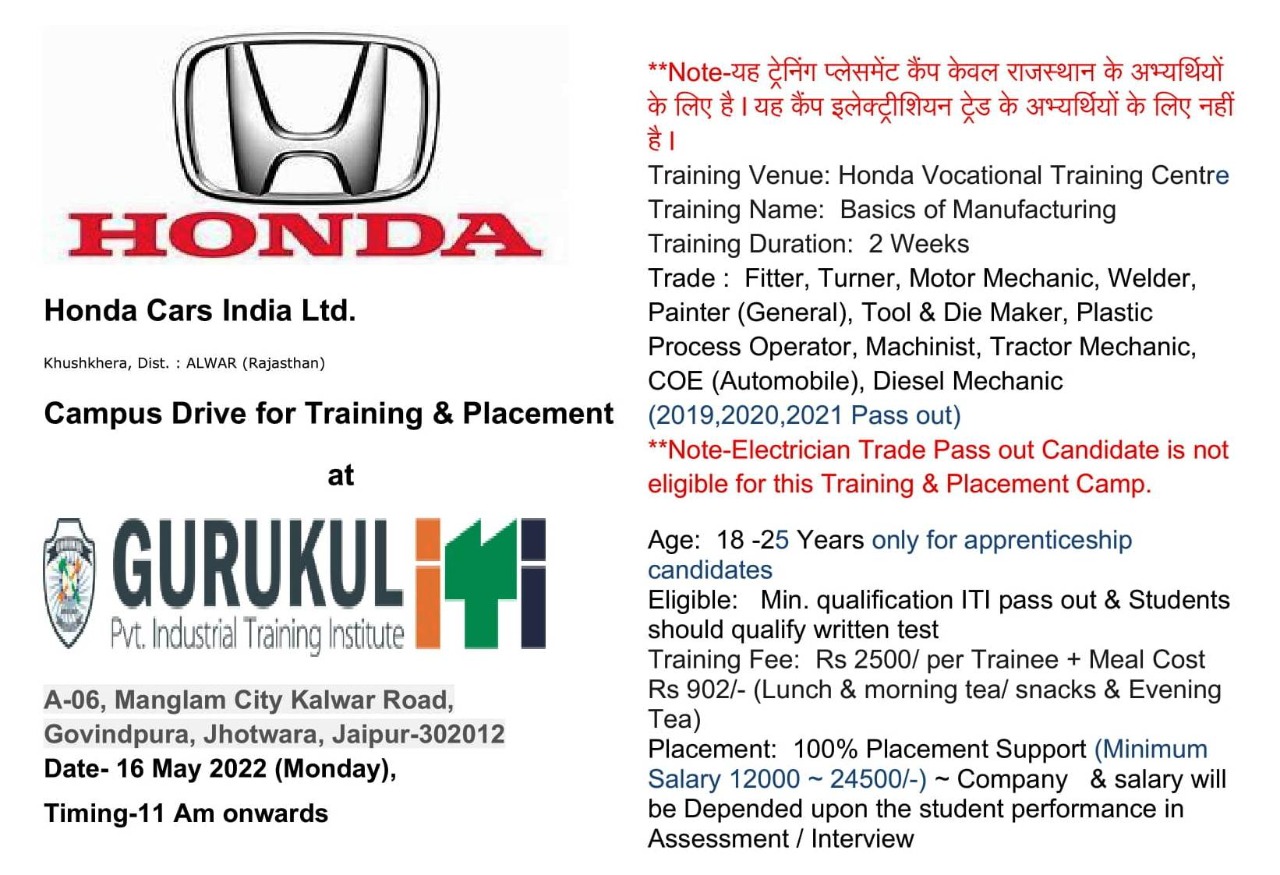 Placement Camp By Honda cars Ltd